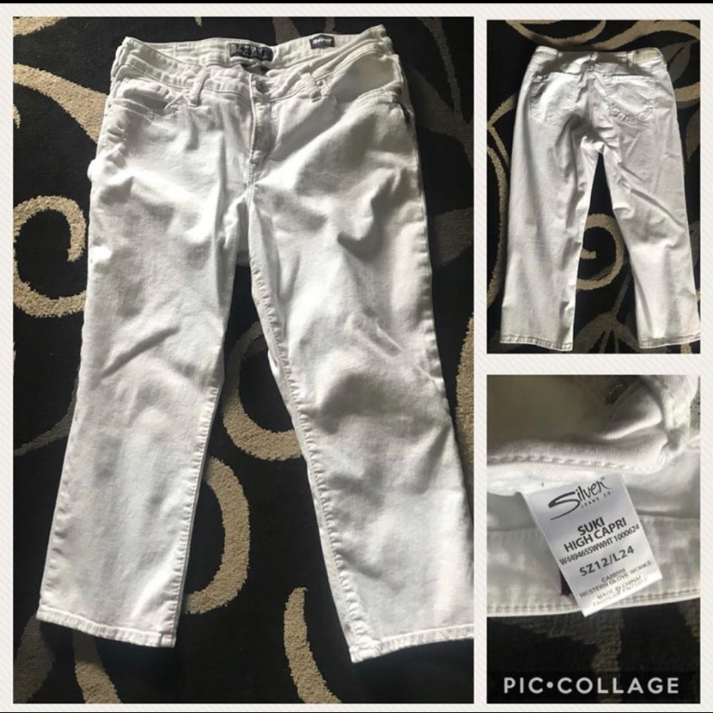 Silver white capris jeans size 12
